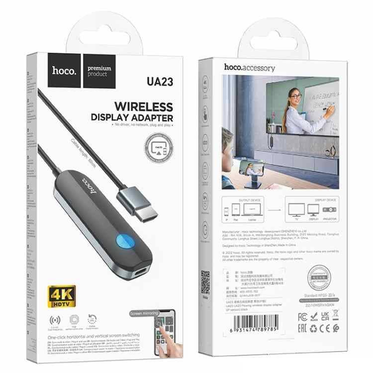 Hoco UA23 HD wireless screen projector packaging and setup