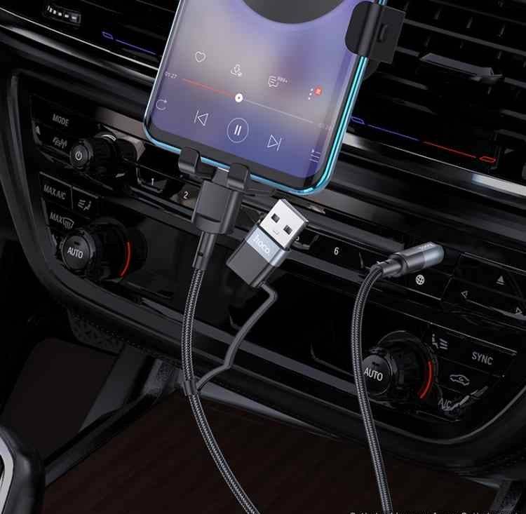 Hoco UPA23 2-in-1 audio cable braided design detail