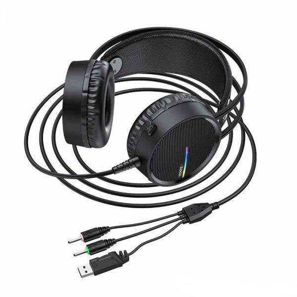 Hoco W100 gaming headset worn side view