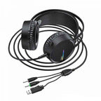 Hoco W100 gaming headset worn side view