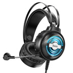 Hoco W101 gaming headphones with RGB lighting front view Kuwait