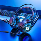 Hoco W101 gaming headphones RGB ear cups detail