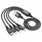 Hoco X76 4-in-1 charging cable Lightning Type-C Micro front view Kuwait