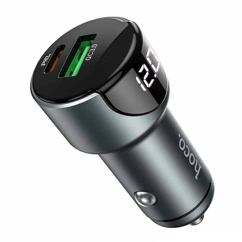 Hoco Z42 car charger PD 20W USB-C and QC 3.0 USB-A front view Kuwait