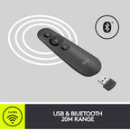 Logitech R500s Bluetooth remote USB receiver and laser pointer