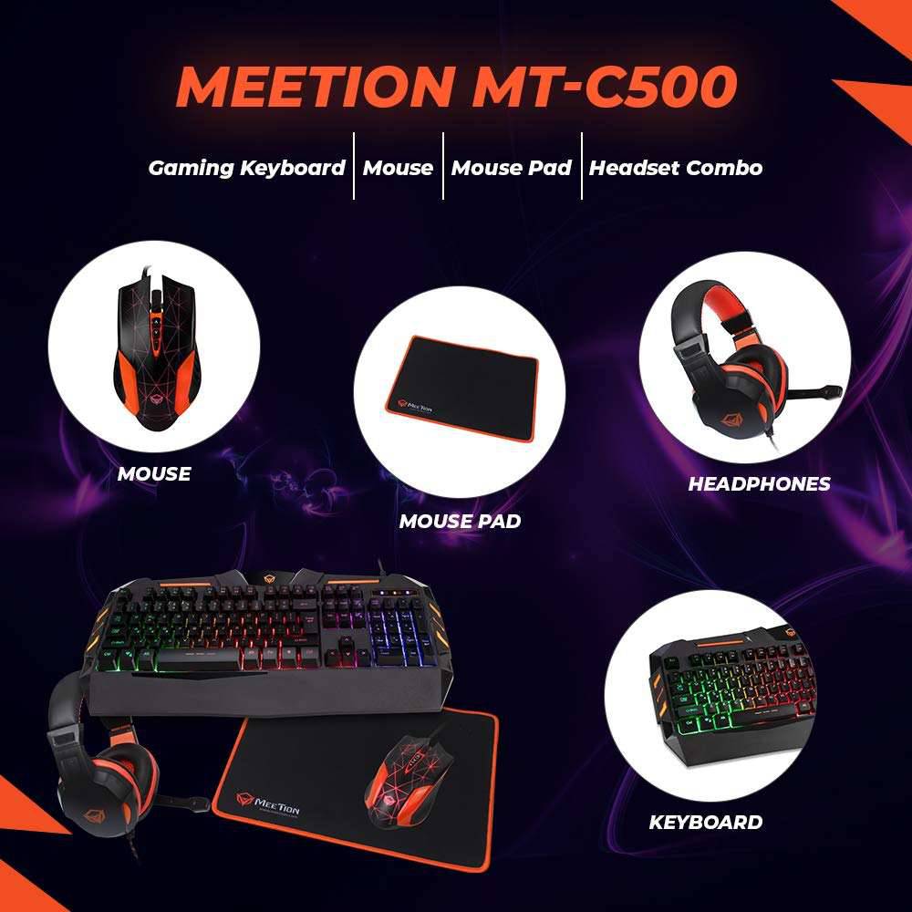 Meetion C500 gaming keyboard RGB backlight detail