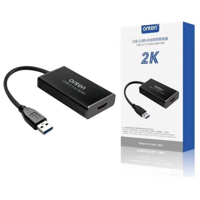 Onten 5202 USB to HDMI adapter connected to 4K TV
