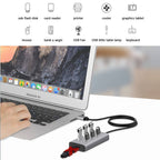 Onten 8108 7-port USB hub side view compact design