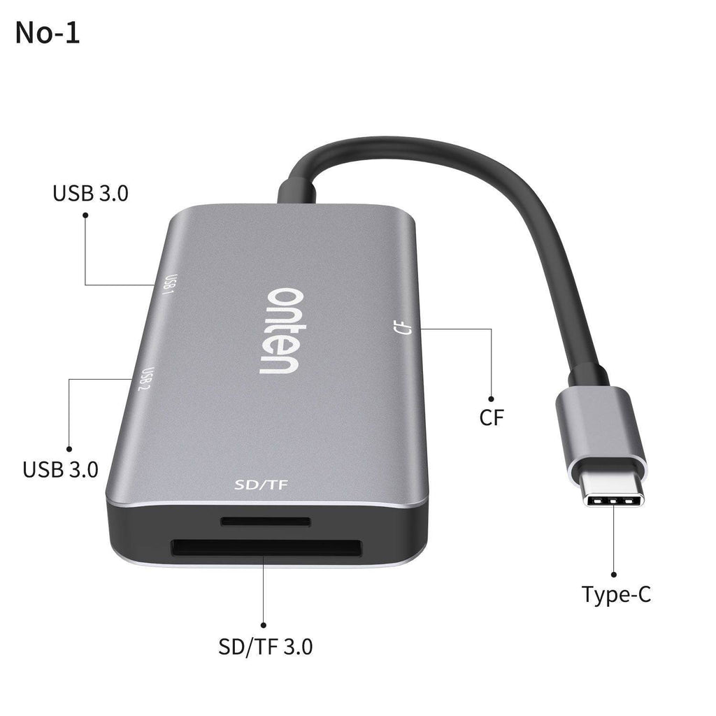 Onten 91182 card reader TF and SD card slots close up