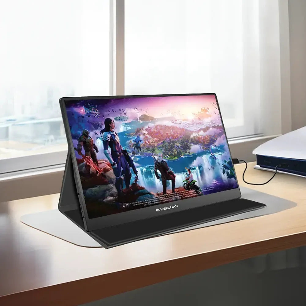 Powerology portable 15.6 inch gaming monitor with USB-C and Mini HDMI ports