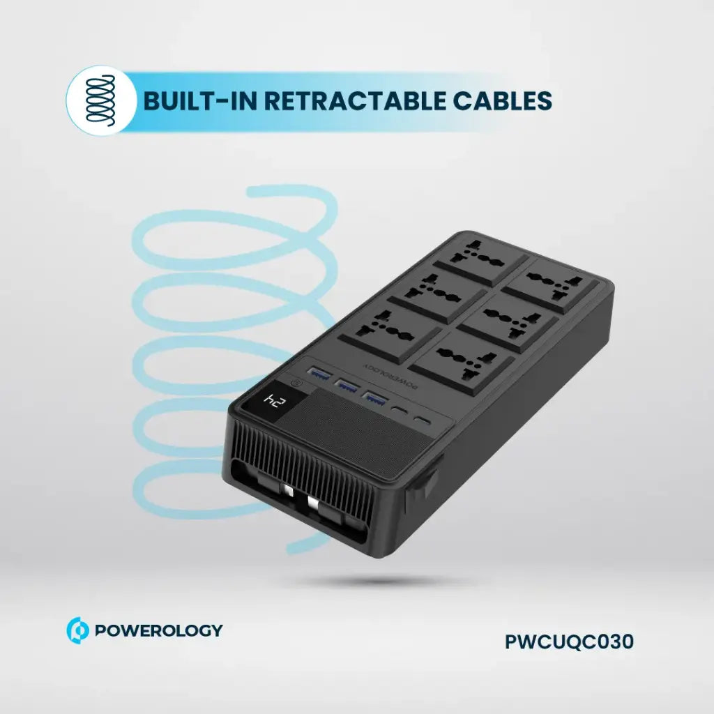 Powerology power strip 6 AC outlets top view
