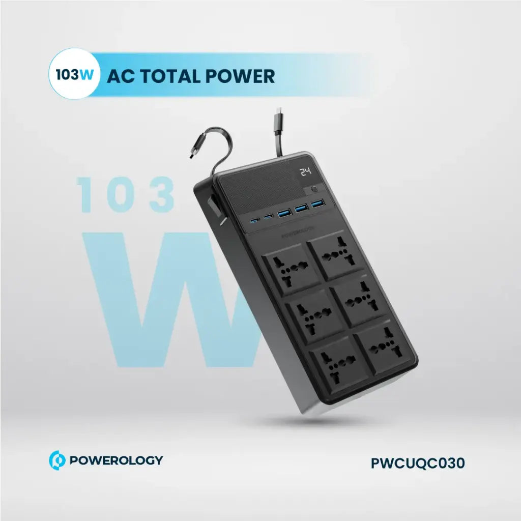 Powerology power strip retractable USB-C cable