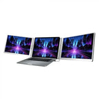 Powerology PDSLM14 dual screen portable monitor silver front view Kuwait