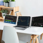 Powerology PDSLM14 dual screen monitor open showing both displays