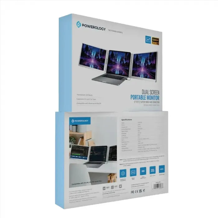 Powerology PDSLM14 dual screen monitor connected to laptop Kuwait