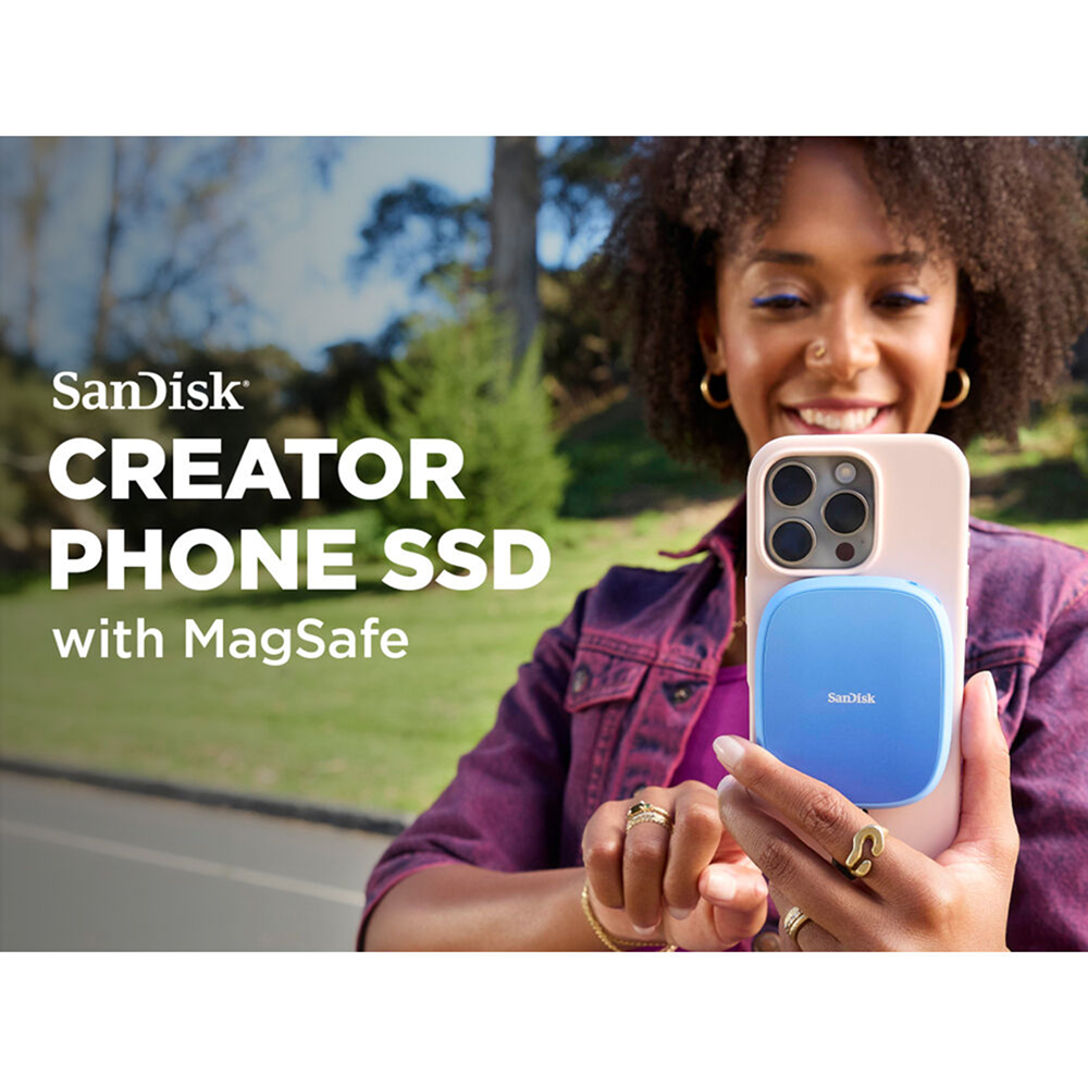 SanDisk Creator Phone SSD 1TB connected to a phone