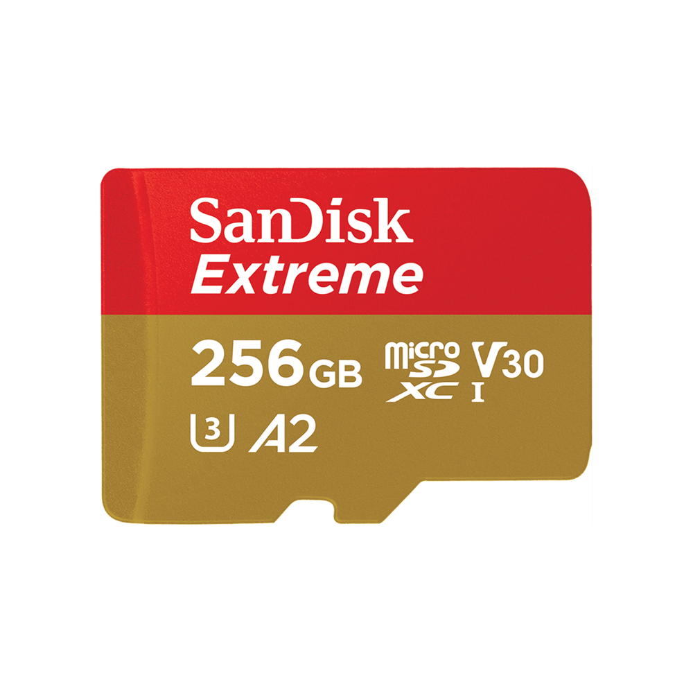 SanDisk Extreme microSDXC 256GB card with SD adapter, up to 190MB/s, A2 U3 V30 4K