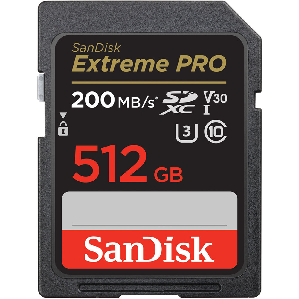 SanDisk Extreme PRO SDXC 512GB UHS-I memory card, up to 200MB/s, U3 V30 4K UHD
