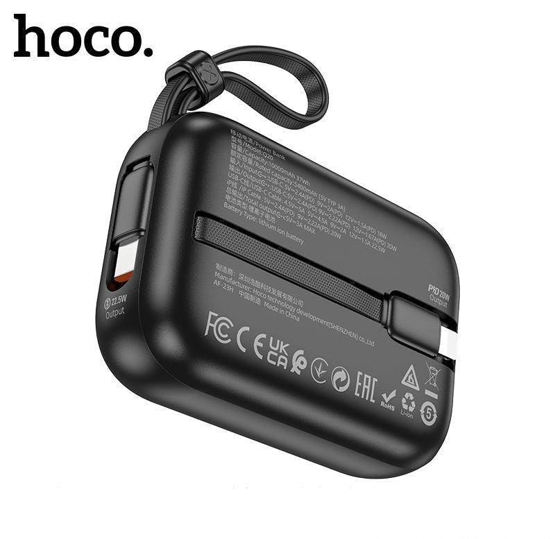 Hoco Q20 power bank built-in cable detail