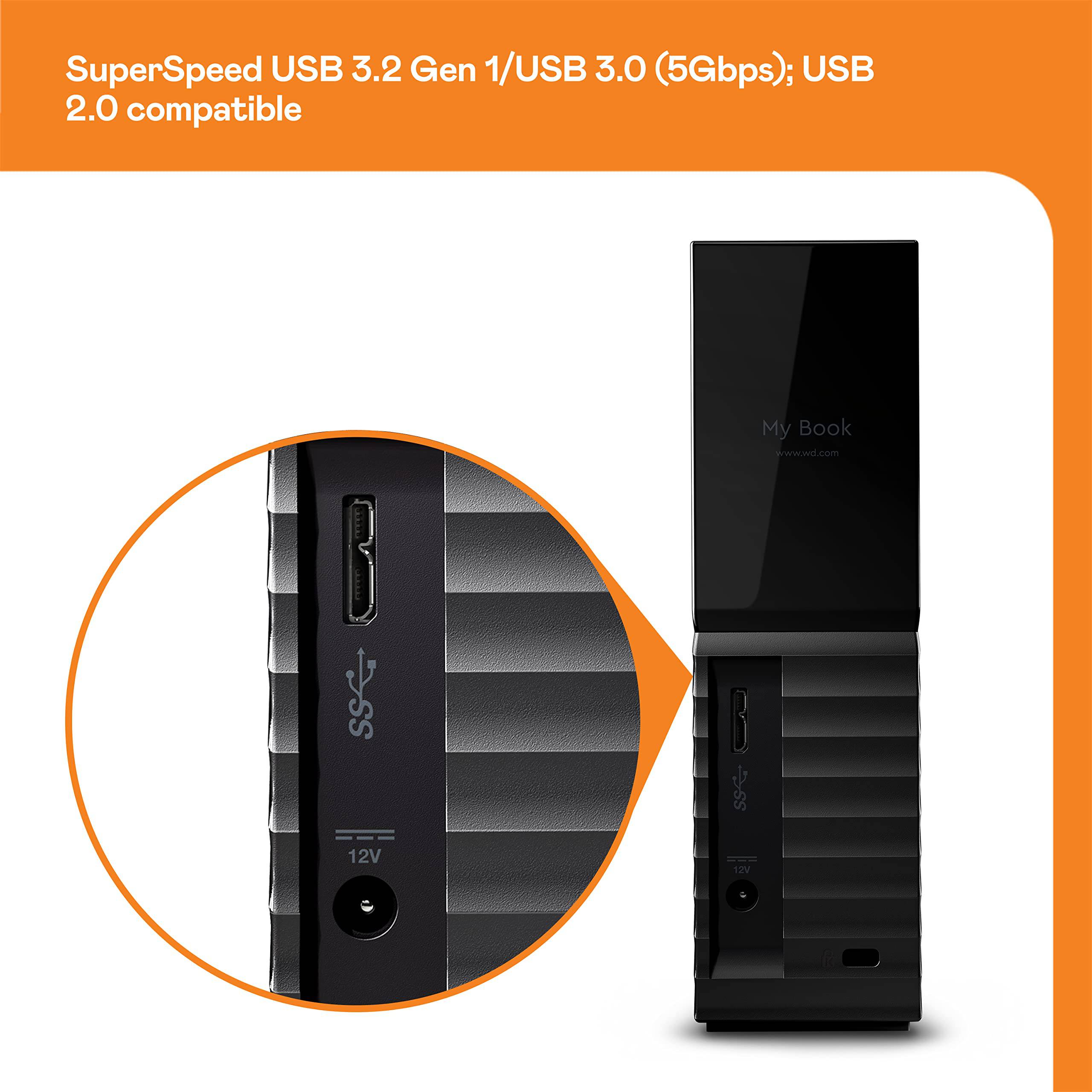 WD 8TB My Book side view